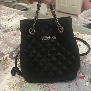 Kenneth Cole Reaction Black Quilted Chain Small Backpack Purse Handbag